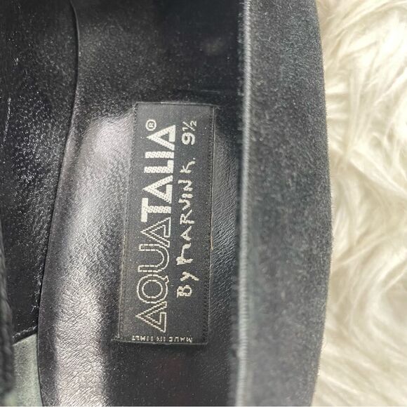 Vintage Aquatalia Slip On Suede Block Heel Loafers - Picture 8 of 9